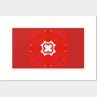 Bright Red Kaleidoscope Pattern (Seamless) 20 Posters and Art